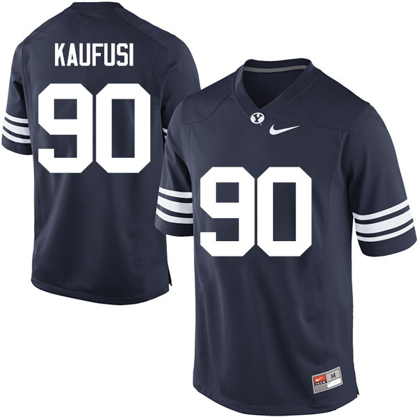 Men #90 Bronson Kaufusi BYU Cougars College Football Jerseys Sale-Navy